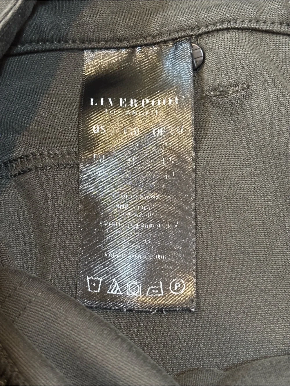 Liverpool Ponte Pants, Olive Dark Army Green Stretch Skinny, Size 6